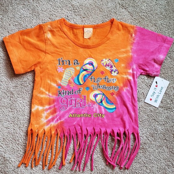 Say It With Love Tie Dye Fringed Top Toddler 2/4 - Picture 1 of 7